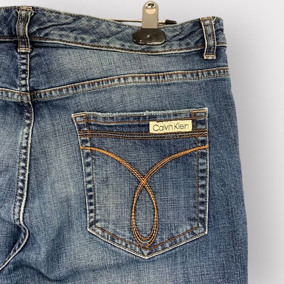 Calvin Klein Flared Jeans Women 14 Blue 5-Pocket Design‎ Stretch Belt Loops E50 - Picture 4 of 16